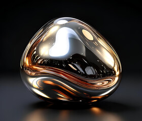 Design a single 3D liquid-like blob with a smooth, glossy surface. Use translucent shades of blue and purple with subtle iridescence. Ensure the blob has an organic, fluid shape, with no additional 