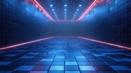 Linear grids on a Blue background, minimalist design banner template with white space for text. Ideal for clean and modern presentations, websites, and digital designs.