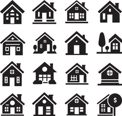 Simple Black House Icons for Various Applications. vector illustration