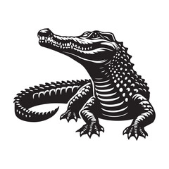 Fototapeta premium Crocodile black silhouette vector illustration
