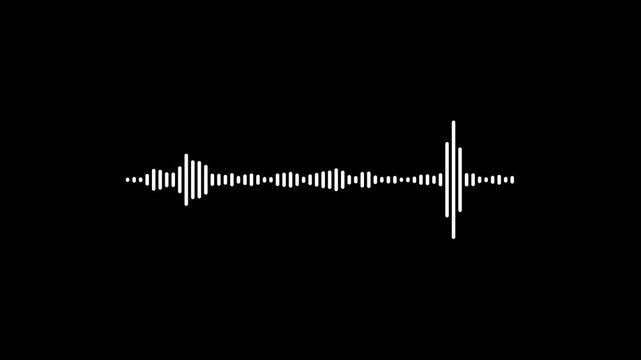 White audio waveform spectrum animation, 4K stock video. Animated white audio bar spectrum Isolated on transparent background.White and black audio visualization effect.