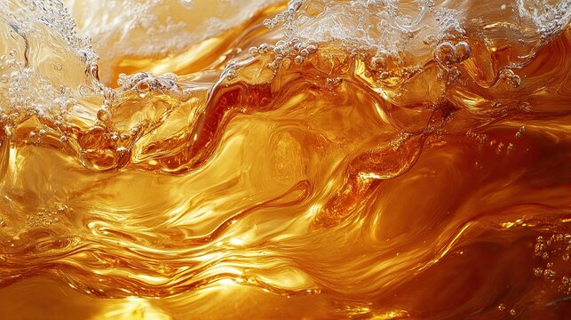 Close-up shot of whiskey liquid, showcasing its amber texture and richness