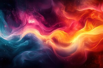 Cosmic Nebula Swirls, Red, Blue, Orange, Background, Galaxy, Abstract, Design