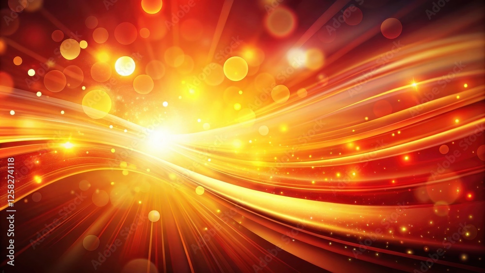 Aufkleber abstract golden and red swirling light streaks background with glowing particles