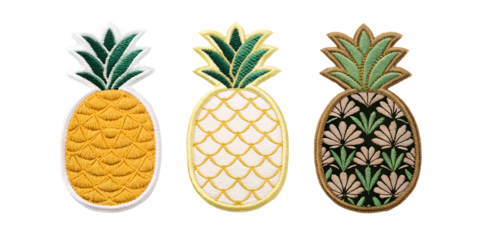 Pineapple Embroidered Patch Badge, Fun and Colorful Fruit Patch Designs, PNG Transparent