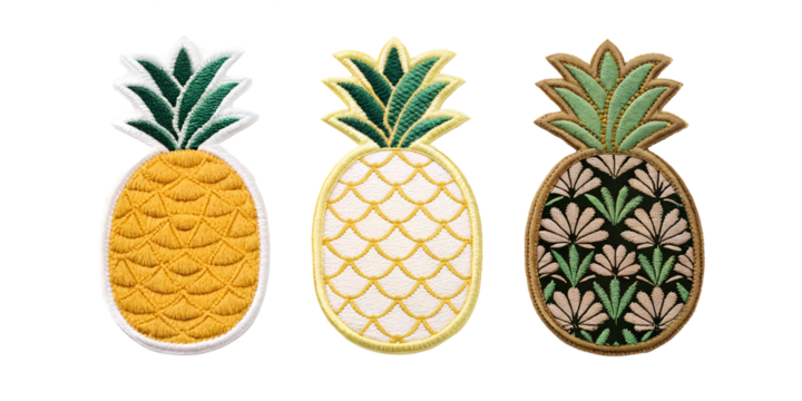 Pineapple Embroidered Patch Badge, Fun and Colorful Fruit Patch Designs, PNG Transparent - Powered by Adobe