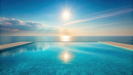 Obraz premium Serene Infinity Pool Overlooking a Calm Ocean at Sunset