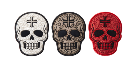 Embroidered Skull Patch for Apparel, Alternative Fashion Styles, PNG Transparent