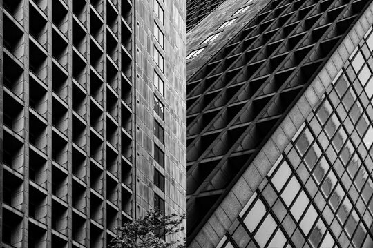 Fachada de predio, Colagem com fotografia urbana da cidade de S&atilde;o Paulo, Brasil