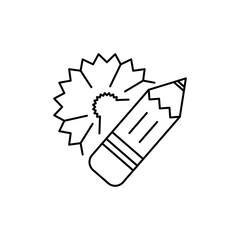 Pencil and Shavings Vector Outline Icon