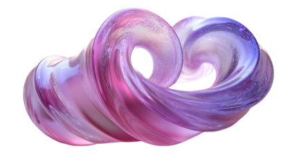 shiny pink spiral holographic Iridescent 3d render icon isolated on white background