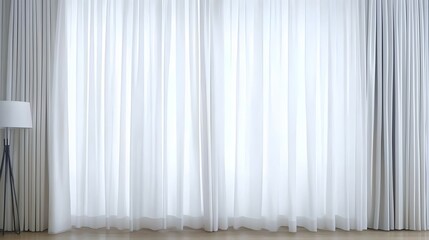 Obraz premium White Sheer Curtains in Modern Room Interior