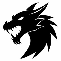 Vector silhouette of a roaring dragon head