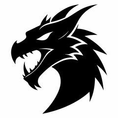 Vector silhouette of a roaring dragon head