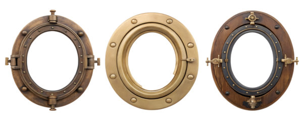 Boat Ship Porthole Illustration on White, Nautical Themed Artwork, PNG Transparent