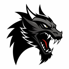 Vector silhouette of a roaring dragon head