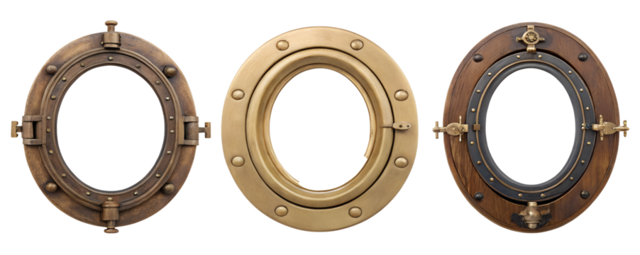 Boat Ship Porthole Illustration on White, Nautical Themed Artwork, PNG Transparent