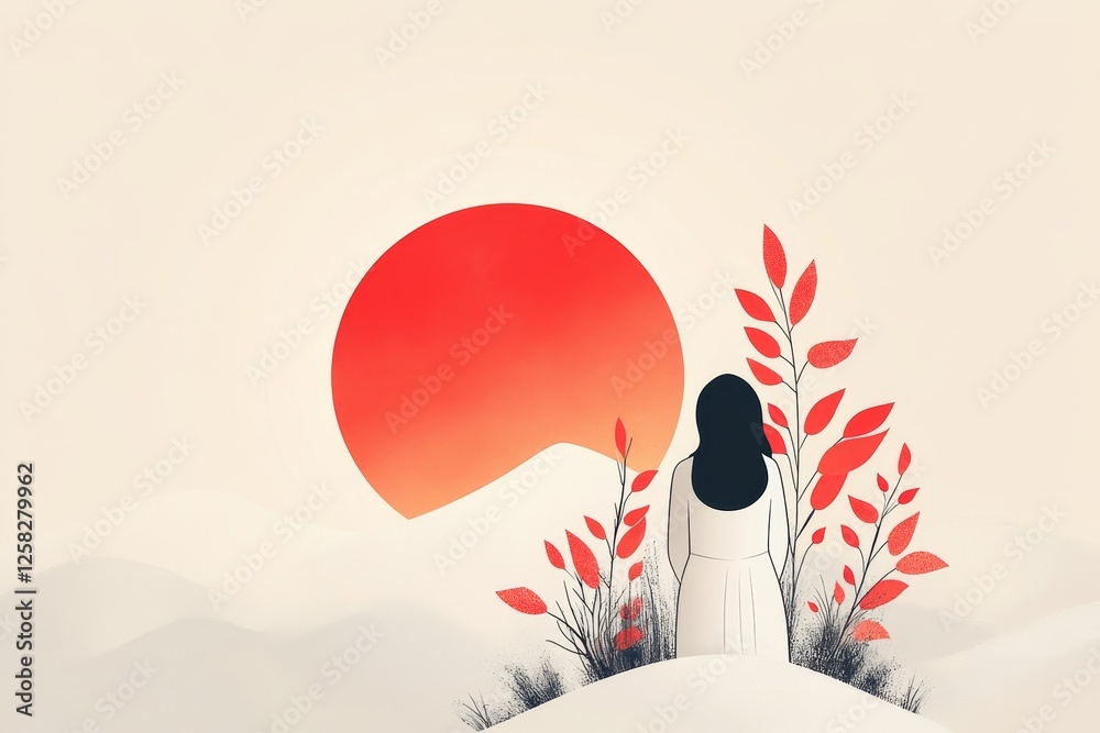 Aufkleber a flat 2d illustration of a person standing in front of a simple, gradient background