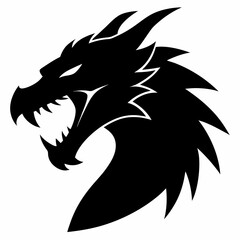 Vector silhouette of a roaring dragon head