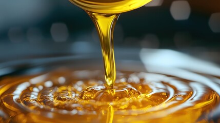 Golden Liquid Cascade A Mesmerizing Dance of Viscosity and Light in Abstract Detail
