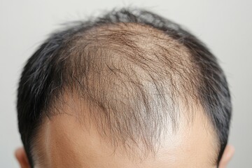 Fototapeta premium Hair Scalp Analysis In Clinic. Man With Hair Fall, 