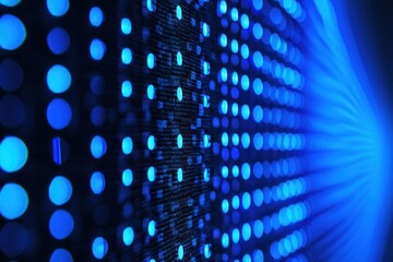 Obraz premium Blue digital data stream, server room, glowing, abstract background, tech