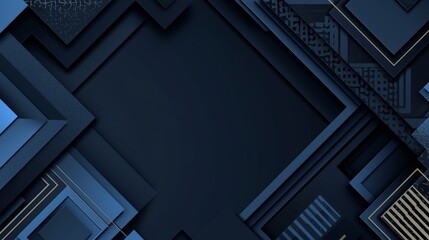 Obraz premium Abstract minimalist wallpaper with intricate geometric patterns, perfect for banner templates with Blue background and ample copy space. Ideal for modern design projects and creative layouts.