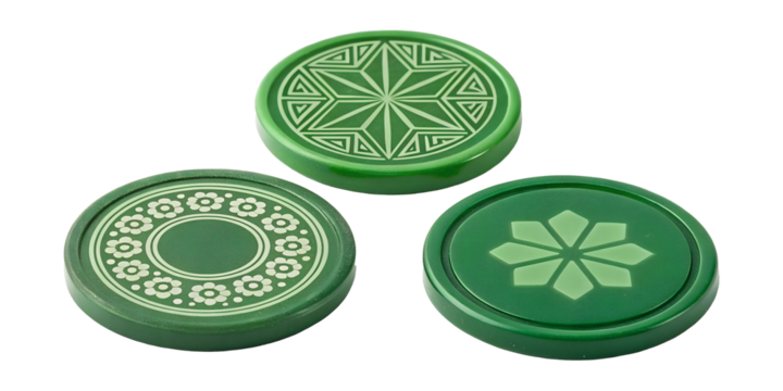 Green Board Game Counter on White Background, Gaming Pieces and Accessories, PNG Transparent