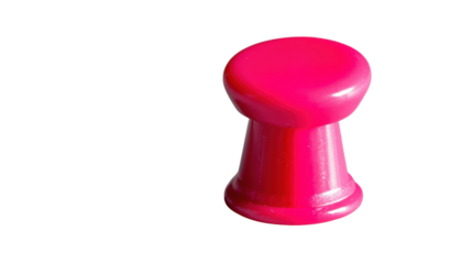 Pink plastic push pin on transparent background, ready for use