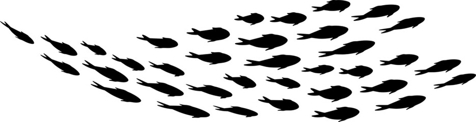 School of Fish Formation Silhouette Illustration Vector