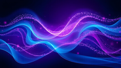 Abstract blue waves of light create a flowing, energetic design