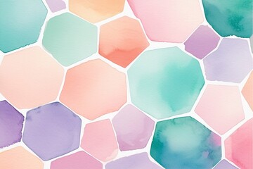 Soft Pastel Watercolor Patterns in Geometric Shapes and Designs