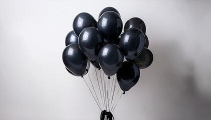 photograph of black balloons on a white historical past