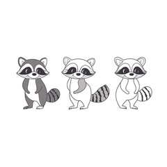 Obraz premium Raccoon Line Art Vector Illustration, Minimalist and Elegant Wildlife Outline Drawing