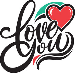 Love you art font vector design