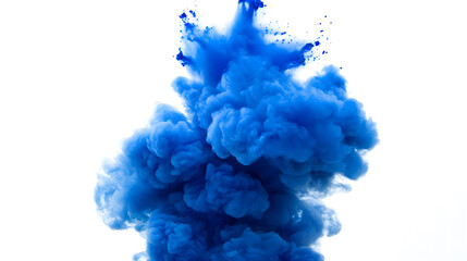 Obraz premium Abstract Blue Ink Cloud Explosion in Water Against White Background