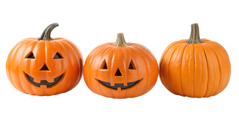 Orange Pumpkin on White Background, Fall and Halloween Decor, PNG Transparent