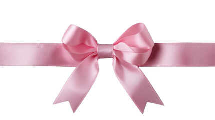Pink ribbon with bow isolated on transparent background