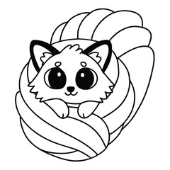 A charming, fluffy fox snuggled contentedly in a soft, warm blanket, displaying adorable features.