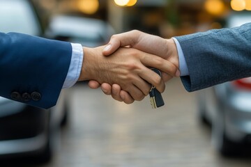 Successful car deal handshake 