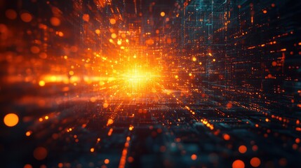 Obraz premium Futuristic digital data stream exploding, network background, tech concept