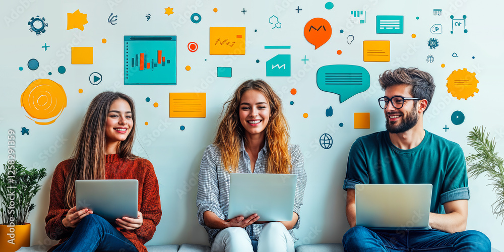 Poster digital interaction enhancement through automation tools for consistent and relevant business commun