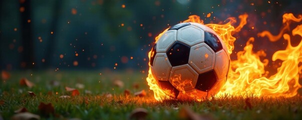 Fototapeta premium Flames dancing around a football , dance, movement, football