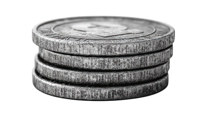 silver coins 3d render icon isolated on white background