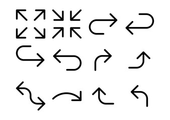 Arrow icon vector set isolated on transparent background. Editable stroke