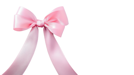 Pink silk ribbon bow isolated on transparent background