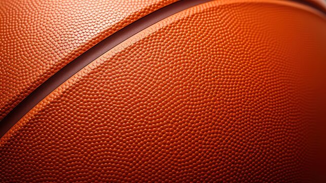 Close-up Detailed Texture of Basketball Surface with Black Channel Lines Background