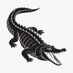 Fototapeta premium Crocodile black silhouette vector illustration