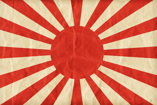 Imperial Japanes Army flag pattern on paper texture,retro vintage style