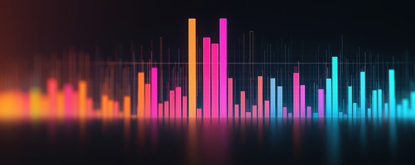 potential strength efficiency concept. Abstract digital sound wave visualization with vibrant colors.
